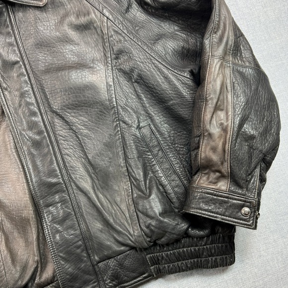 Pelle Studio Genuine Leather Bomber Jacket Men XXL Dark Brown Distressed Classic - Picture 4 of 12